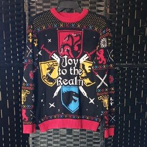 Game Of Thrones HBO Joy to the Realm Christmas Black Sweater SZ M